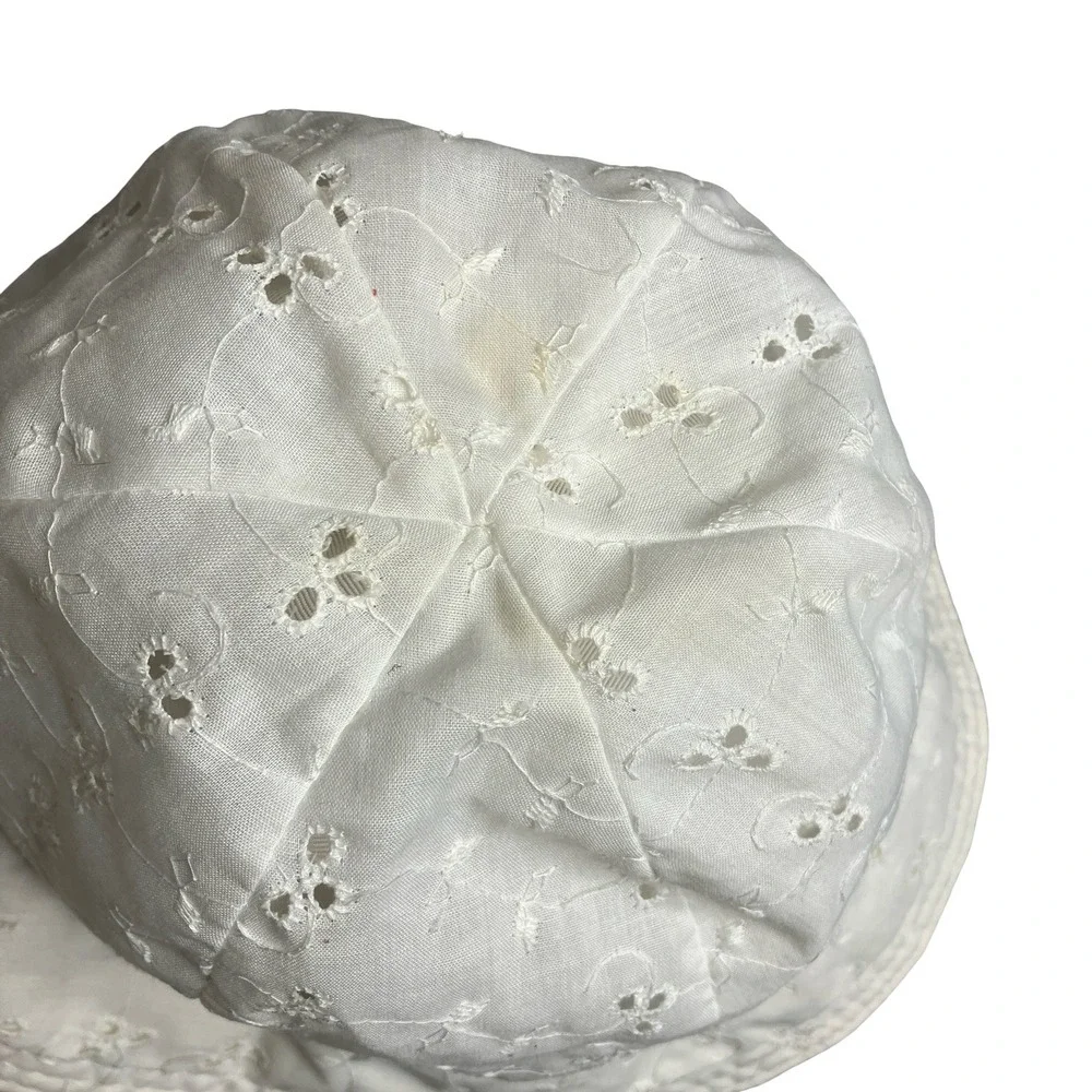 Vintage White Eyelet Embroidered Sun Hat Union Made USA Cottagecore Prairie
